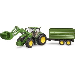 Іграшка трактор John Deere 7R 350 з навантажувачем та причепом Bruder 03155