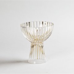 Хрустальная креманка на ножке Timeless золотая, h.15 см. CRISTAL DE PARIS 12577/P15