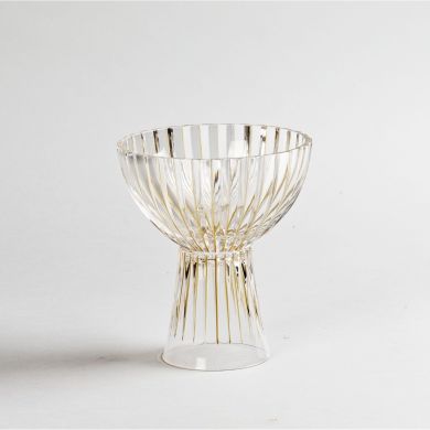 Хрустальная креманка на ножке Timeless золотая, h.15 см. CRISTAL DE PARIS 12577/P15