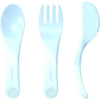 Набор приборов Twistshake Learn Cutlery ложка, вилка и нож голубой 78200, Голубой