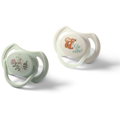Пустышка симметричная силиконовая 6-18 мес. белая зеленая BabyOno 1669/02