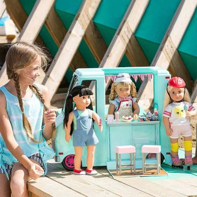 Транспорт для ляльки Фургон з морозивом та аксесуарами блакитний, Our Generation BD37252Z