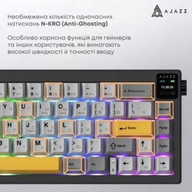Беспроводная механическая клавиатура Ajazz AK650 Flying Fish Switch - черный (AK650-FF-BGY)