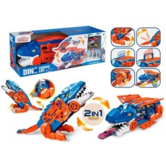 Игрушка-трансформер Динозавр с катапультой (; 2 металлические машинки) 660-S118