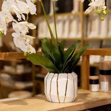 Кашпо Kintsugi маленьке (S) біле золото 15x15x13 Rituali Domestici U31263042A83