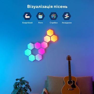 Набір настінних світильників Govee H6061 Glide Hexa Light Panels, 10шт, RGBIC, WI-FI/Bluetooth, білий B6061301