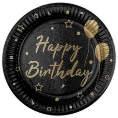 Набор бумажных тарелок Happy Birthday шарики и звездочки на черном 10 шт уп 7038-0093