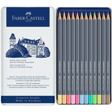 Олівці акварельні Faber-Castell Goldfaber Aqua 114622, 12 кольорів в металевій коробці, пастельні кольори 31788