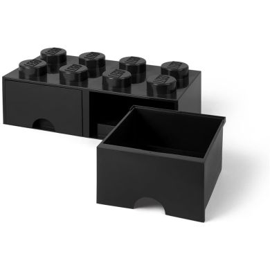Восьмиточковий чорний контейнер з висувними ящиками для зберігання Х8 Lego 40061733