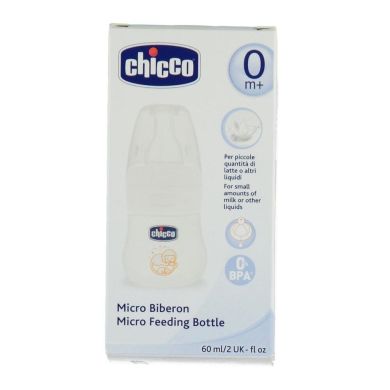 Бутылочка пластиковая Micro, 60 мл, соска силикон, 0м+ CHICCO 70701.30, Белый