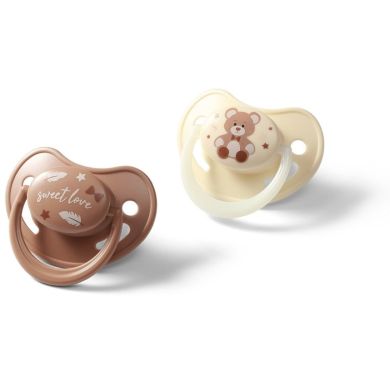 Пустышка анатомическая силиконовая 0-6 мес. бежевая коричневая BabyOno 1670/01