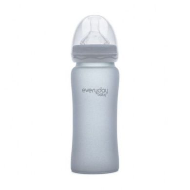 Стеклянная детская бутылочка Everyday Baby 300мл с силиконовой защитой 10251, Серый