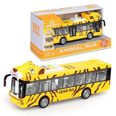 Игрушка Односекционный инерционный автобус Tiger Head (открывание дверей, свет и звук), WY917A
