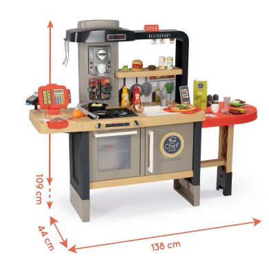 Інтерактивний ресторан-кухня У Шефа зі звук. еф. та подачею води, 70 аксес.,138x44x101 см, 3+ SMOBY 312307