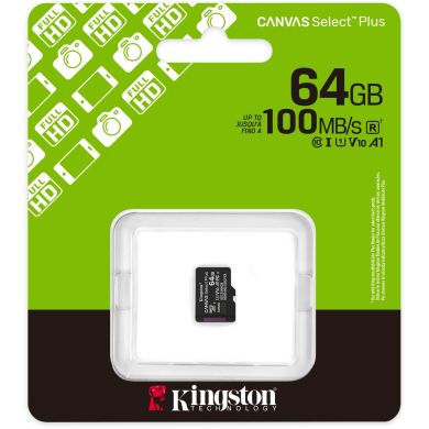Карта памяти Kingston microSD 64GB C10 UHS-I A1 V10 R100MB/s SDCS3/64GBSP