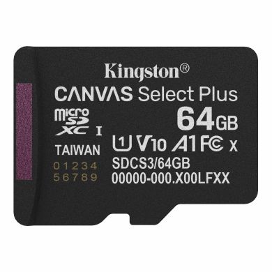 Карта памяти Kingston microSD 64GB C10 UHS-I A1 V10 R100MB/s SDCS3/64GBSP