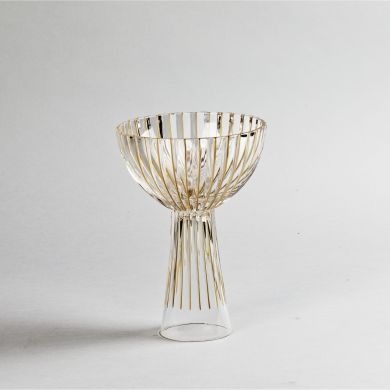 Хрустальная креманка на ножке Timeless золотая, h.19 см. CRISTAL DE PARIS 12577/P19