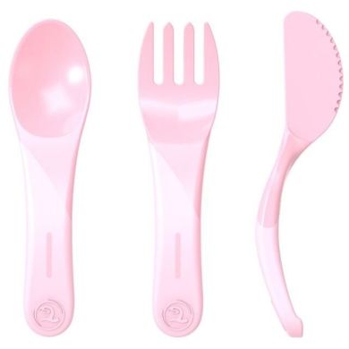 Набор приборов Twistshake Learn Cutlery ложка, вилка и нож розовый 78199, Розовый