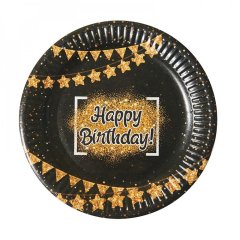 Набор бумажных тарелок Happy Birthday black 10шт/уп 7038-0003