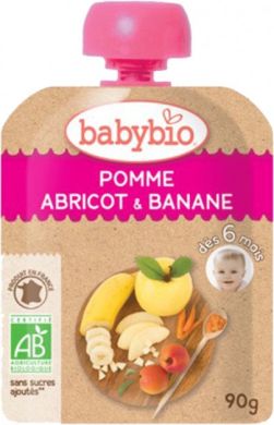 Органічне пюре Babybio з яблука, абрикоси і банана з 6 місяців 90 г 54012 3288131540023