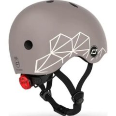 Шлем защитный детский Scoot and Ride, коричневый, с фонариком, 45-51см SR-181206-BROWNLINES