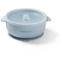 Силиконовая мисочка с присоской и крышечкой (Голубая) Babyono 1662/01