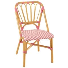Стул для обеденного стола RATTAN розовый/белый (47x56x85 см) J-LINE 51117