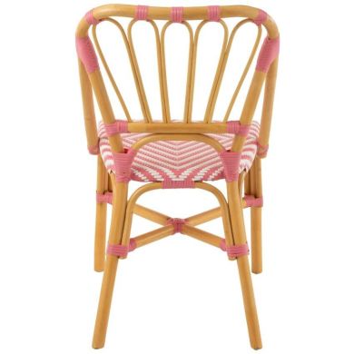 Стілець для обіднього столу RATTAN рожевий/білий (47x56x85 см) J-LINE 51117