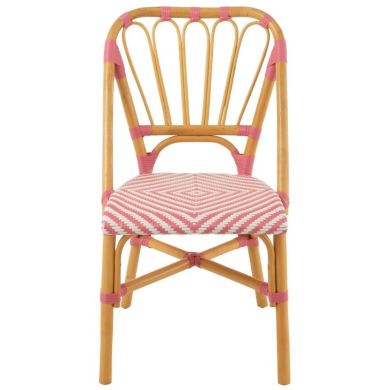 Стілець для обіднього столу RATTAN рожевий/білий (47x56x85 см) J-LINE 51117