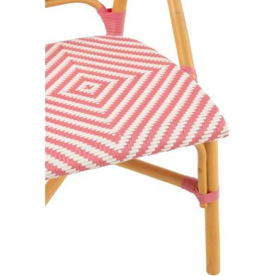 Стілець для обіднього столу RATTAN рожевий/білий (47x56x85 см) J-LINE 51117