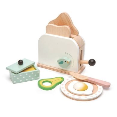 Деревянный тостер с набором для завтрака Mini Chef, Tender Leaf Toys TL8226, Разноцветный