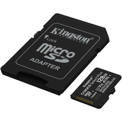 Карта памяти Kingston microSD 128GB C10 UHS-I A1 V10 R150MB/s + SD SDCS3/128GB