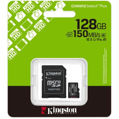 Карта памяти Kingston microSD 128GB C10 UHS-I A1 V10 R150MB/s + SD SDCS3/128GB