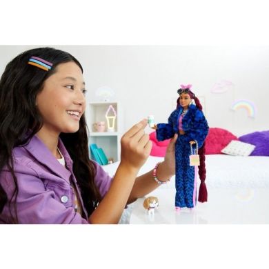Кукла Barbie Экстра в синем костюме леопардовом Barbie HHN09
