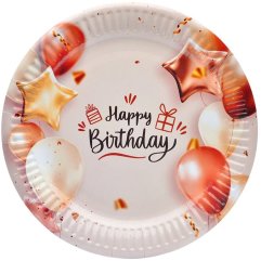 Набор бумажных тарелок Happy Birthday шарики 10шт/уп 7038-0073