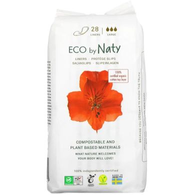 Одноразовые ежедневные гигиенические женские прокладки Eco By Naty Large, 28 шт в упаковке 7330933176941