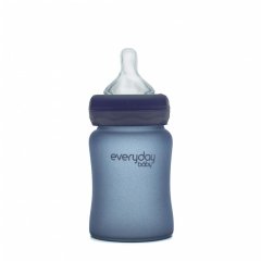 Скляна дитяча термочутлива пляшечка Everyday Baby 150 мл із силіконовим захистом 10205, Фіолетовий