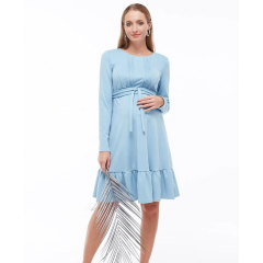 Вишукана сукня для вагітних і годуючих з трикотажу з поясом-кушаком S Блакитний Michelle