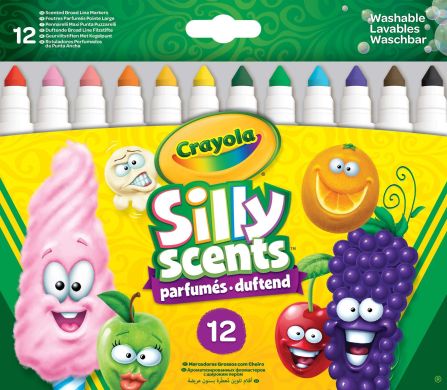 Silly Scents Набор фломасстеров, широкая линия (washable) с ароматом, 12 шт Crayola 256352.012