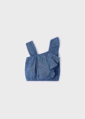 Блуза для дівчинки з льону (джинс) без рукава 6E, р.92 Синій Mayoral 3176