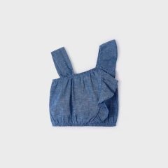 Блуза для девочки из льна без рукава 6E, р.92 Синий Mayoral 3176