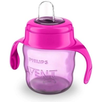 Чашка с мягким носиком и ручками Philips Avent 6 мес+ розовая 200 мл SCF551/03, Розовый