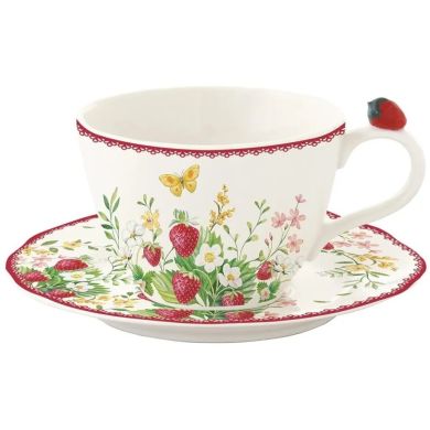 Фарфорова чашка для чаю 240 мл JARDIN DES FRAISES POZZI MILANO I006R3404JARF