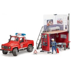 Игрушечный набор Пожарная станция с Land Rover Defender и пожарным Bruder 62701