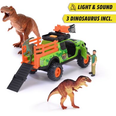 Игровой набор охоты на динозавров, внедорожник со звуком. и светл. эф., 3 динозавра, 1 фигурка DICKIE 3837026