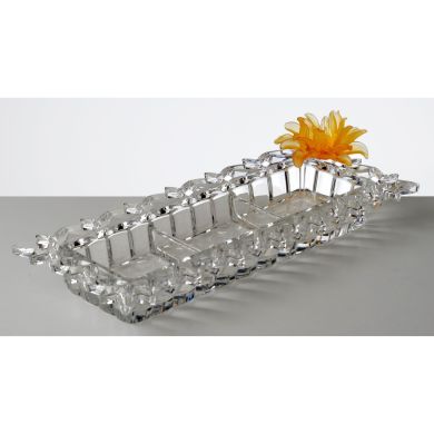 Хрустальная тарелка для закусок на 3 секции, 36&times;11 см. CRISTAL DE PARIS 7091/7/