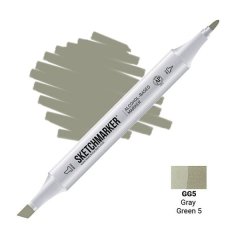 Маркер спиртовой двухсторонний, Gray Green 5, Sketchmarker SM-GG05