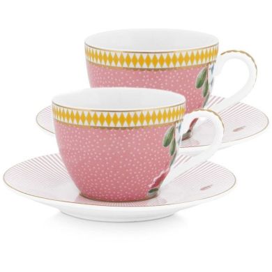 Набір чашка з блюдцем Pip Studio 2 шт La Majorelle рожевий 120 мл 51.004.107