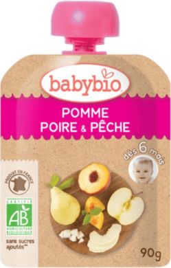 Органическое пюре Babybio из яблока, груши и персика с 6 месяцев 90 г 54011 3288131540016