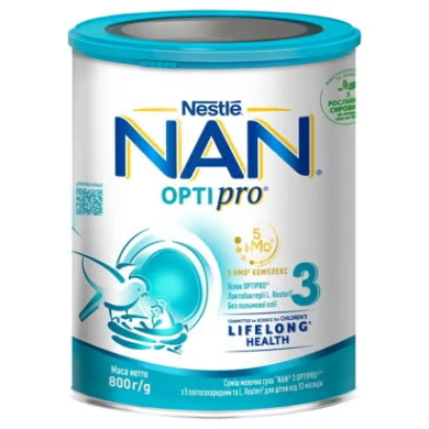 Сухая смесь Nestle NAN 3 OPTIPRO 12+, 800г 12347501 7613033358869